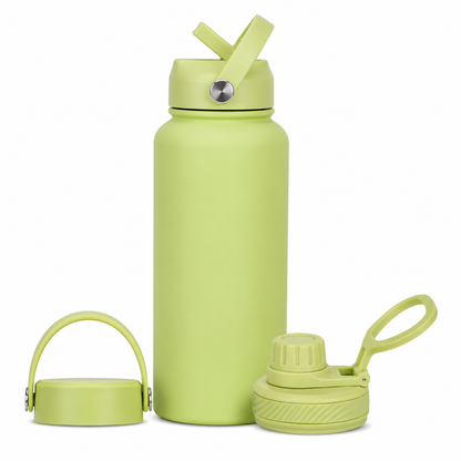 🥤 3-in-1 Insulated Stainless Steel Water Bottle – 3 Lids for Every Adventure