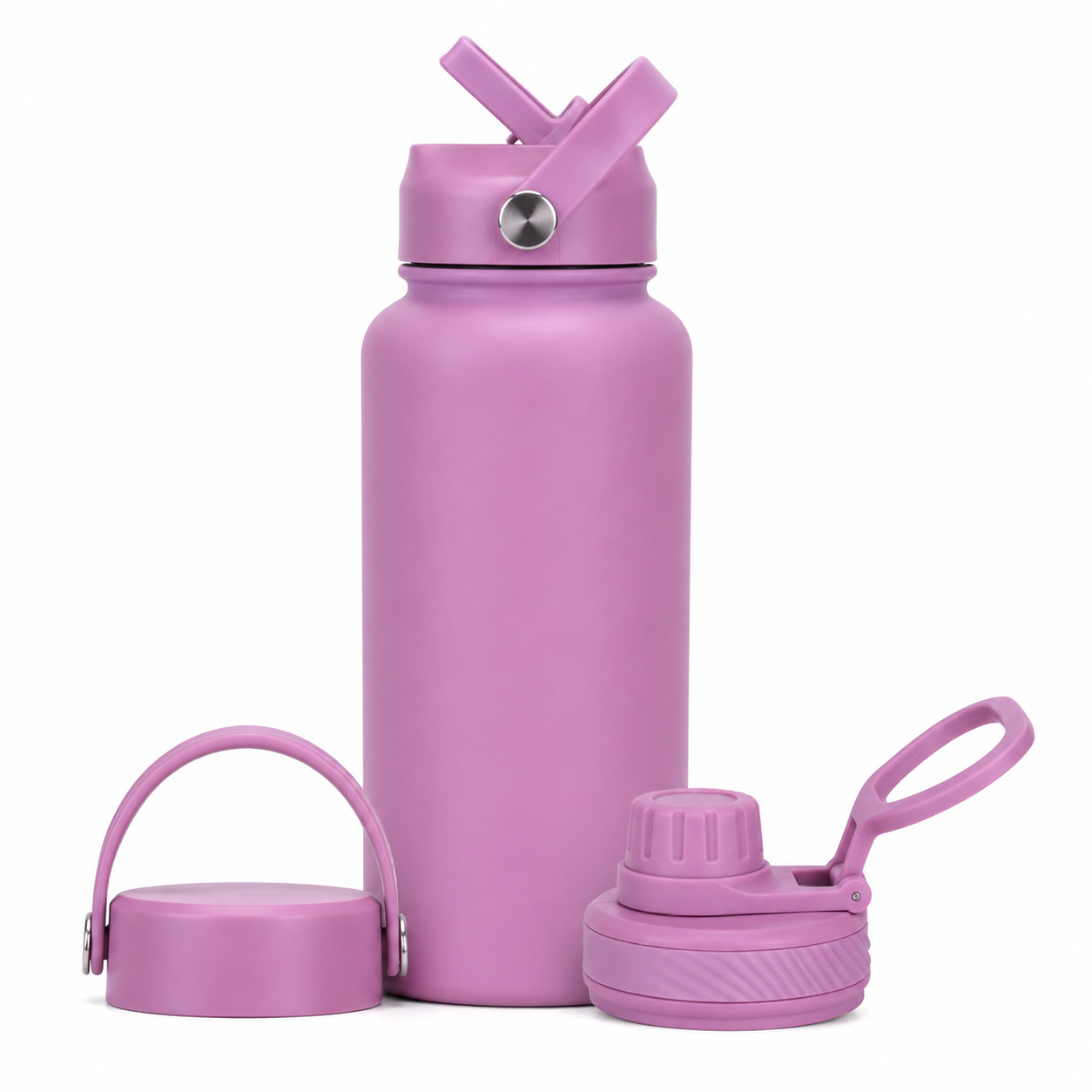 🥤 3-in-1 Insulated Stainless Steel Water Bottle – 3 Lids for Every Adventure