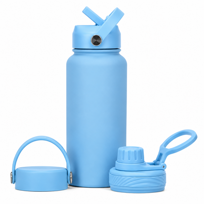 🥤 3-in-1 Insulated Stainless Steel Water Bottle – 3 Lids for Every Adventure