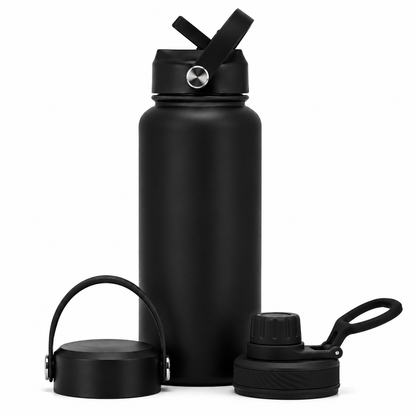 🥤 3-in-1 Insulated Stainless Steel Water Bottle – 3 Lids for Every Adventure