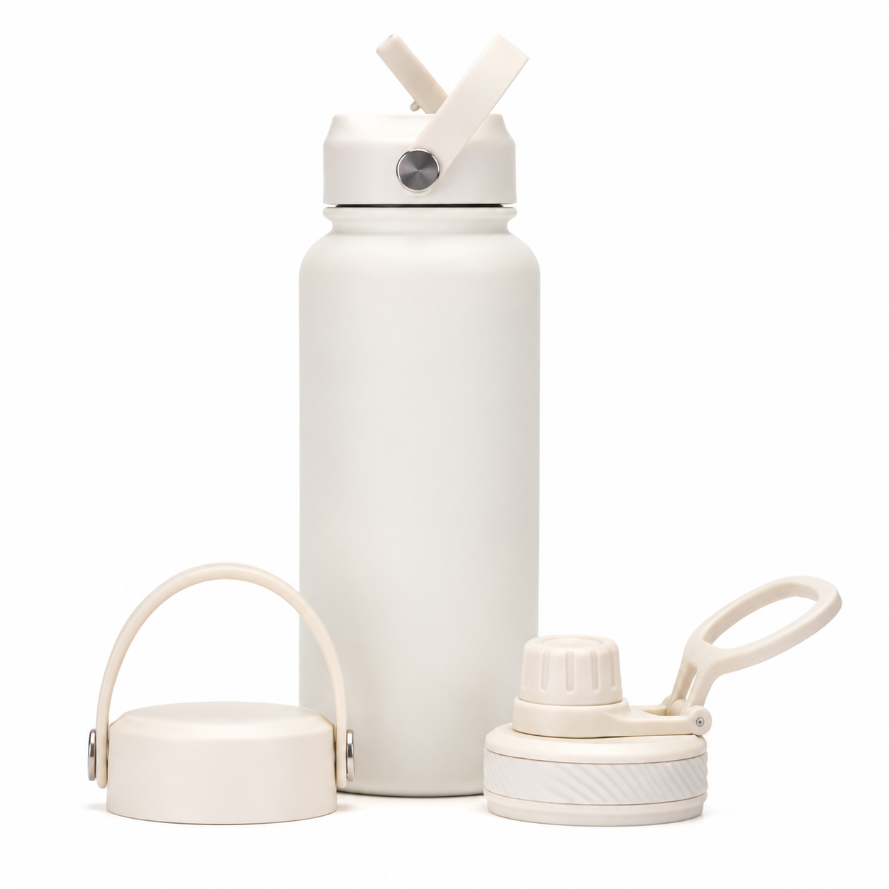 🥤 3-in-1 Insulated Stainless Steel Water Bottle – 3 Lids for Every Adventure