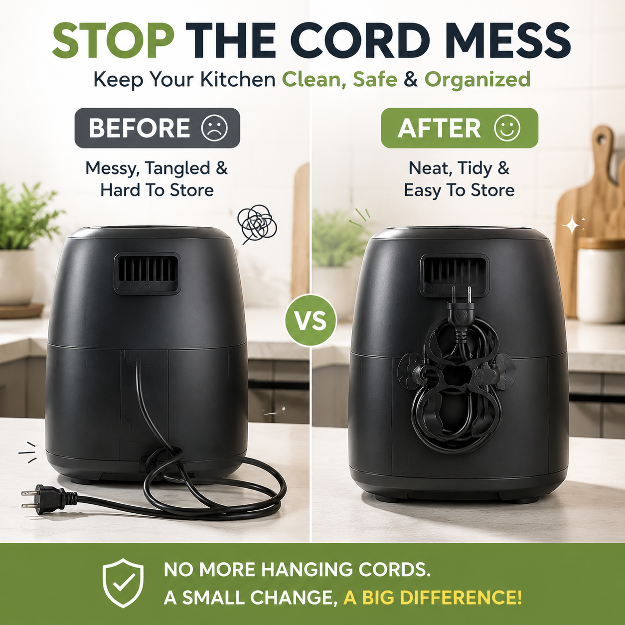 ✨ No More Messy Cords – Universal Kitchen Appliance Cord Organizer