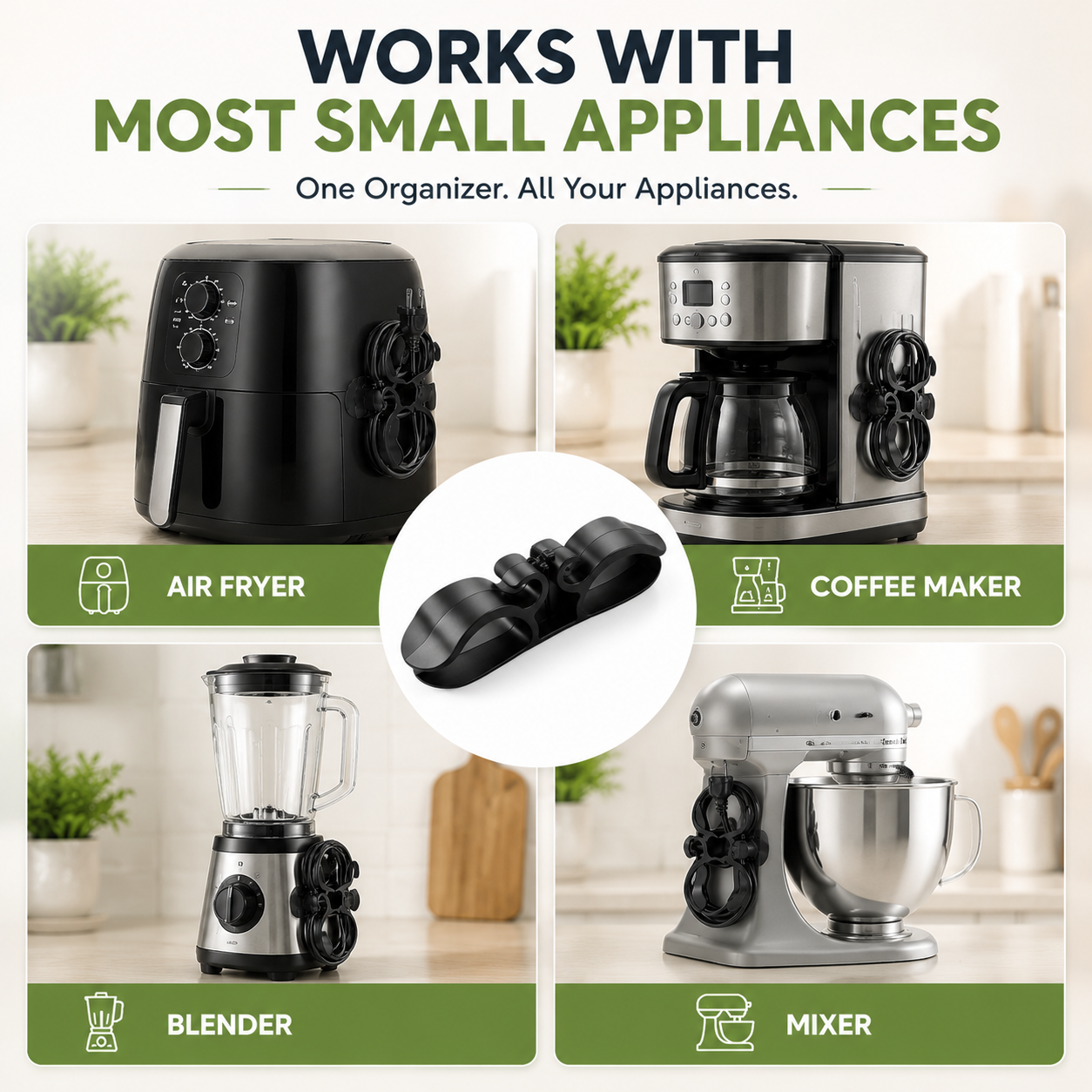 ✨ No More Messy Cords – Universal Kitchen Appliance Cord Organizer