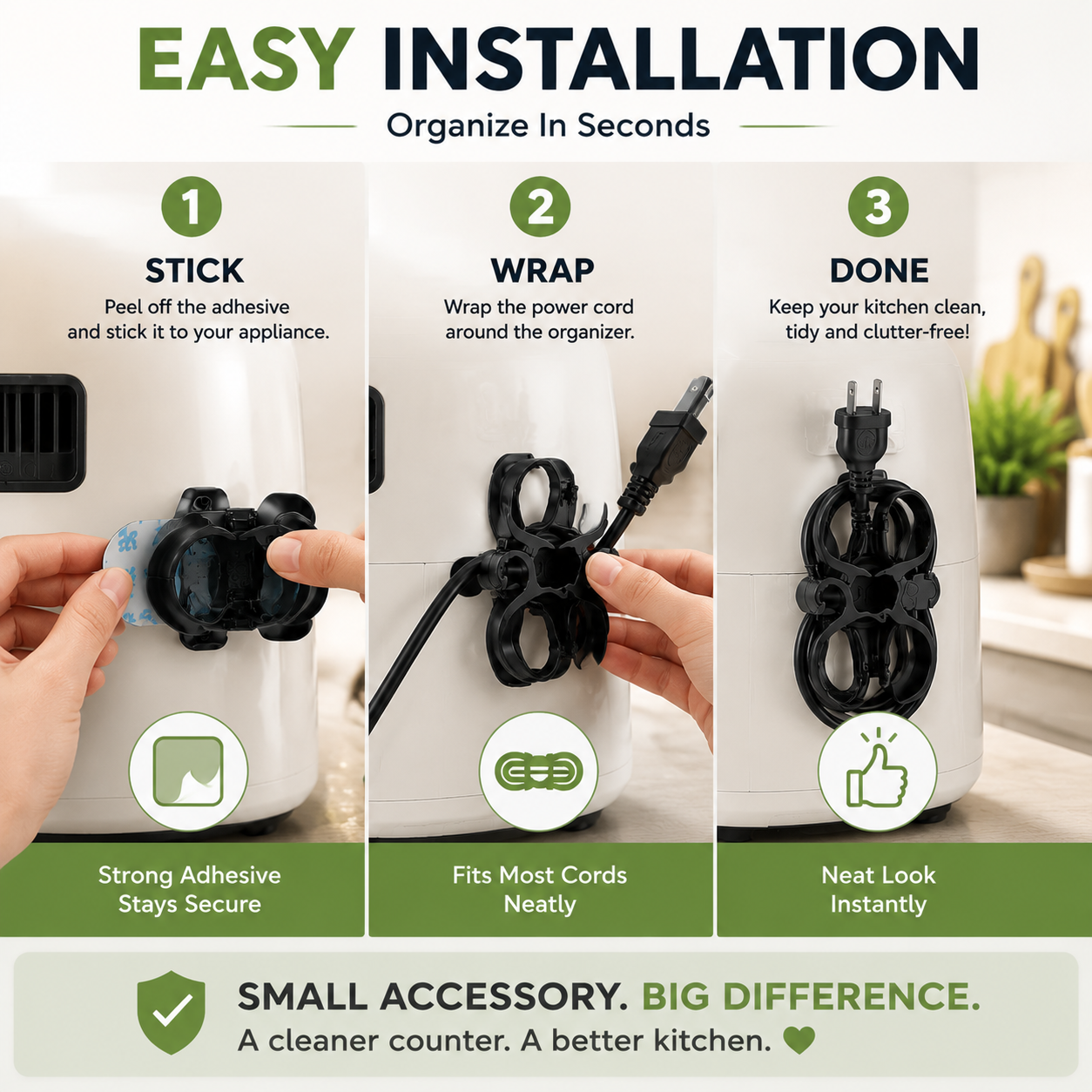 ✨ No More Messy Cords – Universal Kitchen Appliance Cord Organizer