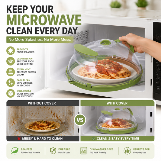 🔥 50% OFF TODAY | 🍲 Collapsible Microwave Splatter Cover – Steam Vent Food Cover For Cleaner Microwave & Easy Kitchen Storage
