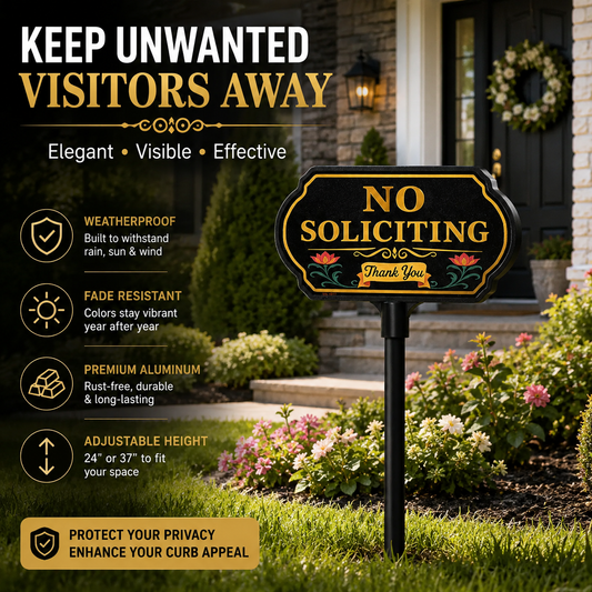 🚫 No Soliciting Yard Sign – Keep Unwanted Visitors Away | 40% OFF Today