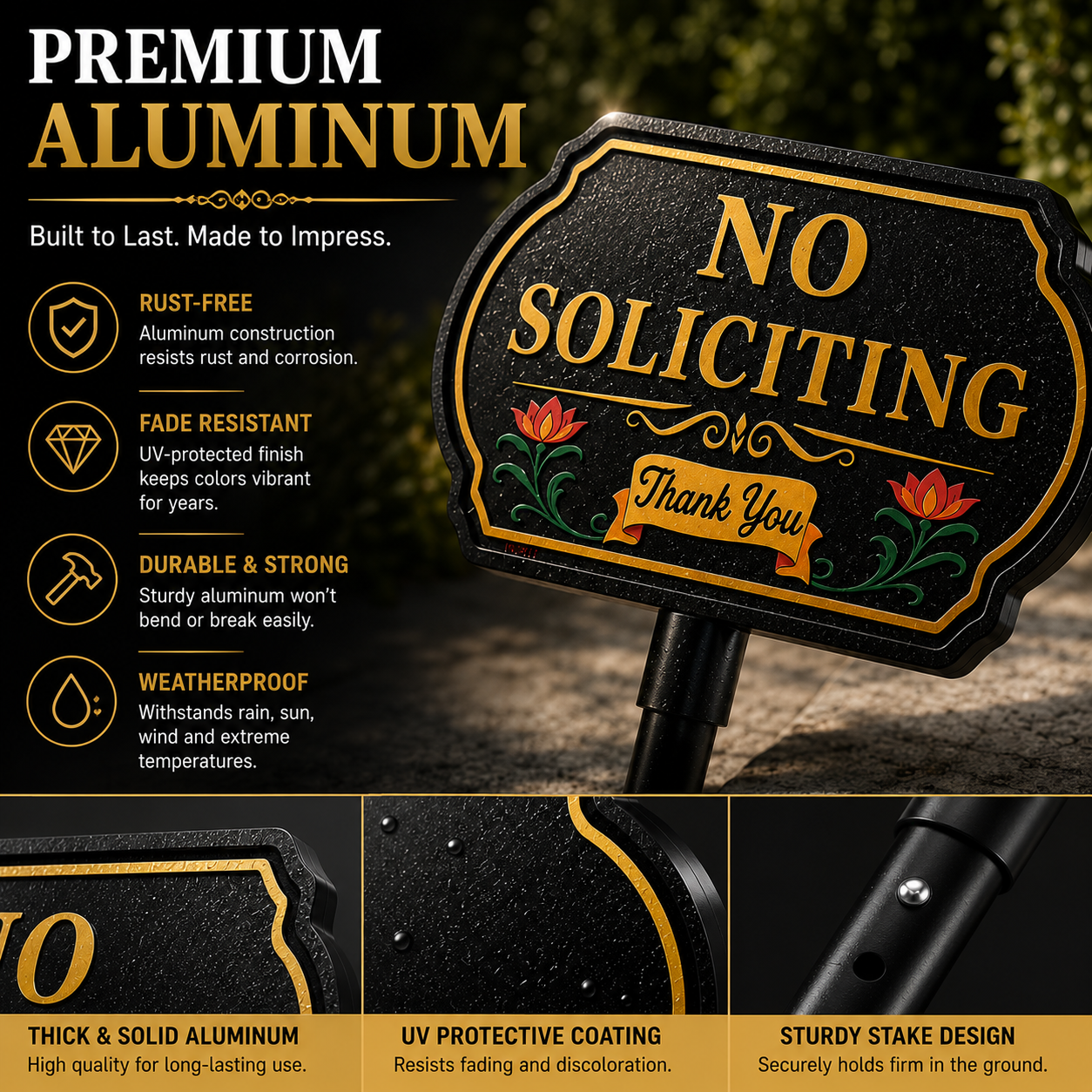 🚫 No Soliciting Yard Sign – Keep Unwanted Visitors Away | 40% OFF Today