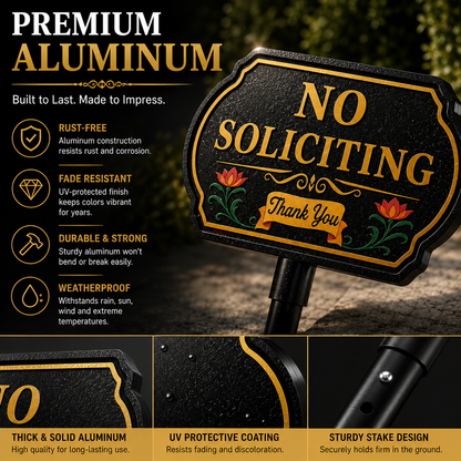 🚫 No Soliciting Yard Sign – Keep Unwanted Visitors Away | 40% OFF Today