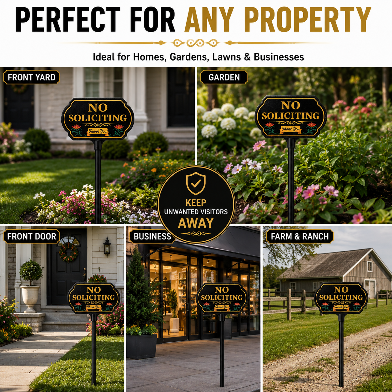 🚫 No Soliciting Yard Sign – Keep Unwanted Visitors Away | 40% OFF Today
