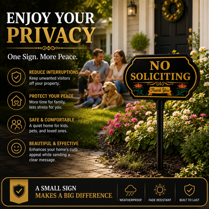 🚫 No Soliciting Yard Sign – Keep Unwanted Visitors Away | 40% OFF Today