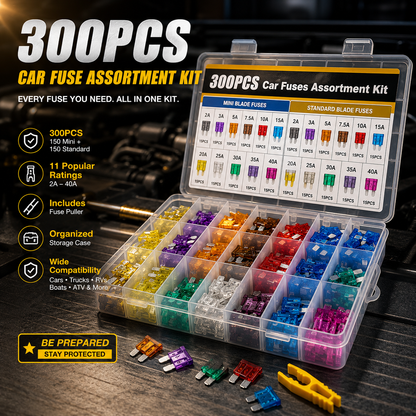 🚗 300PCS Car Fuse Kit – Mini & Standard Blade Fuses with Puller | 🔥 Last Day 40% OFF