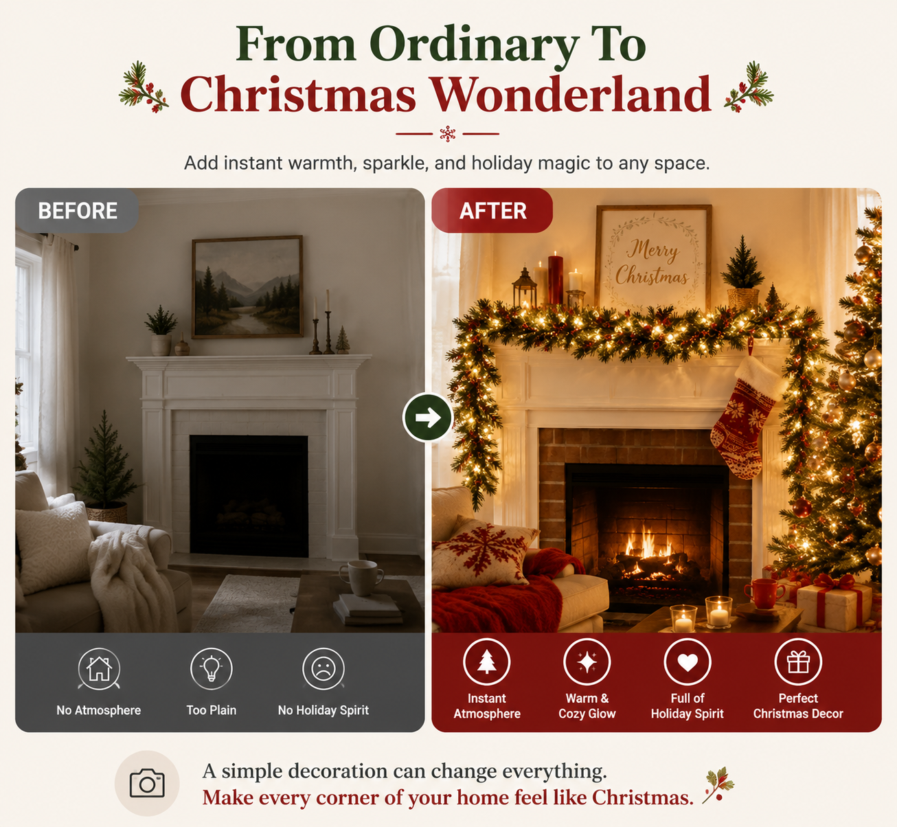 🔥LAST DAY 50% OFF -✨ Christmas Pine Garland String Lights – Create A Cozy Holiday Glow🎄