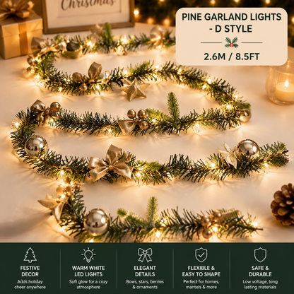 🔥LAST DAY 50% OFF -✨ Christmas Pine Garland String Lights – Create A Cozy Holiday Glow🎄