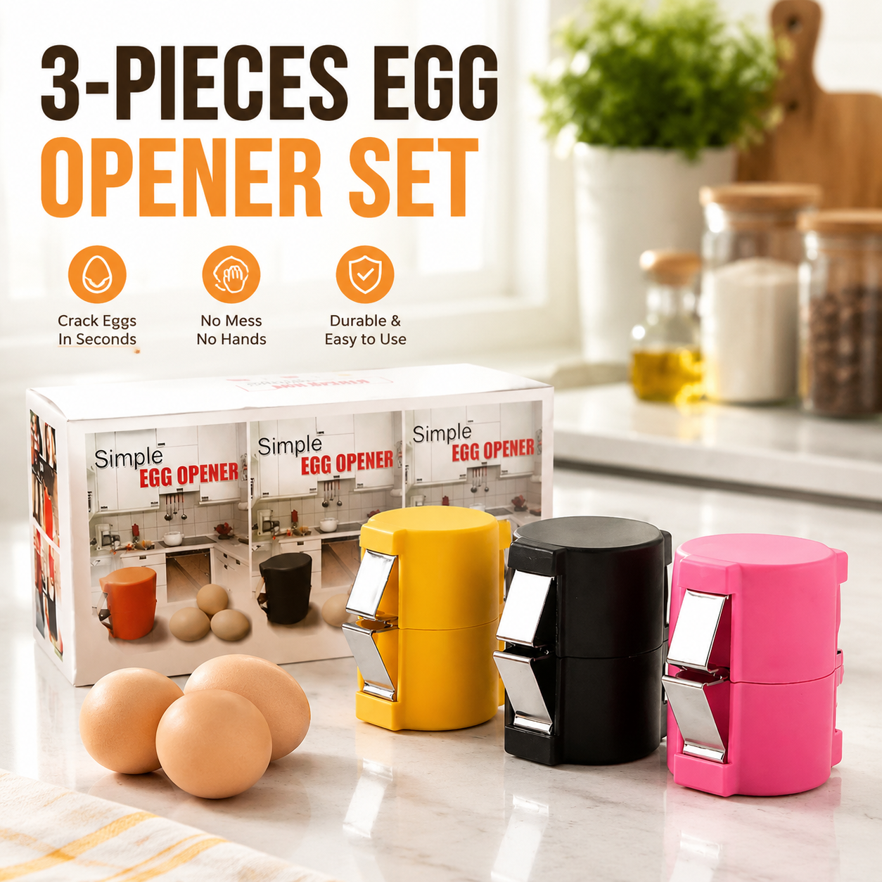Easy-Press Egg Shell Opener | Clean Egg Cracking Tool