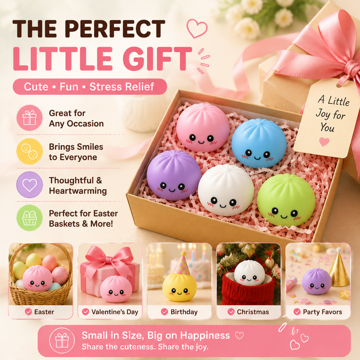 🥰 Cute Mini Stress Balls – 5PCS Squishy Desk Toys For Instant Relaxation