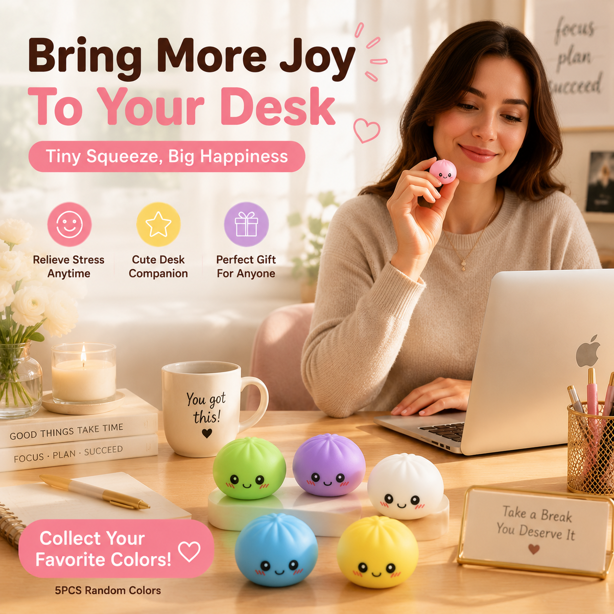 🥰 Cute Mini Stress Balls – 5PCS Squishy Desk Toys For Instant Relaxation