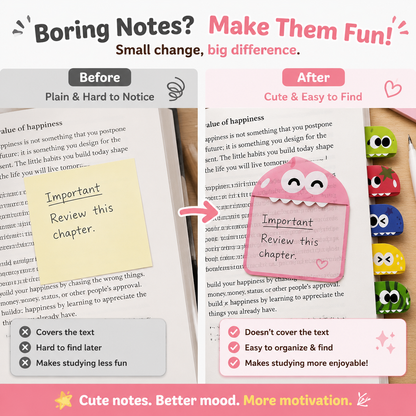 🌈 Cute Character Sticky Notes – Kawaii Memo Pads For Study, Journaling & Planning