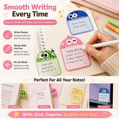 🌈 Cute Character Sticky Notes – Kawaii Memo Pads For Study, Journaling & Planning