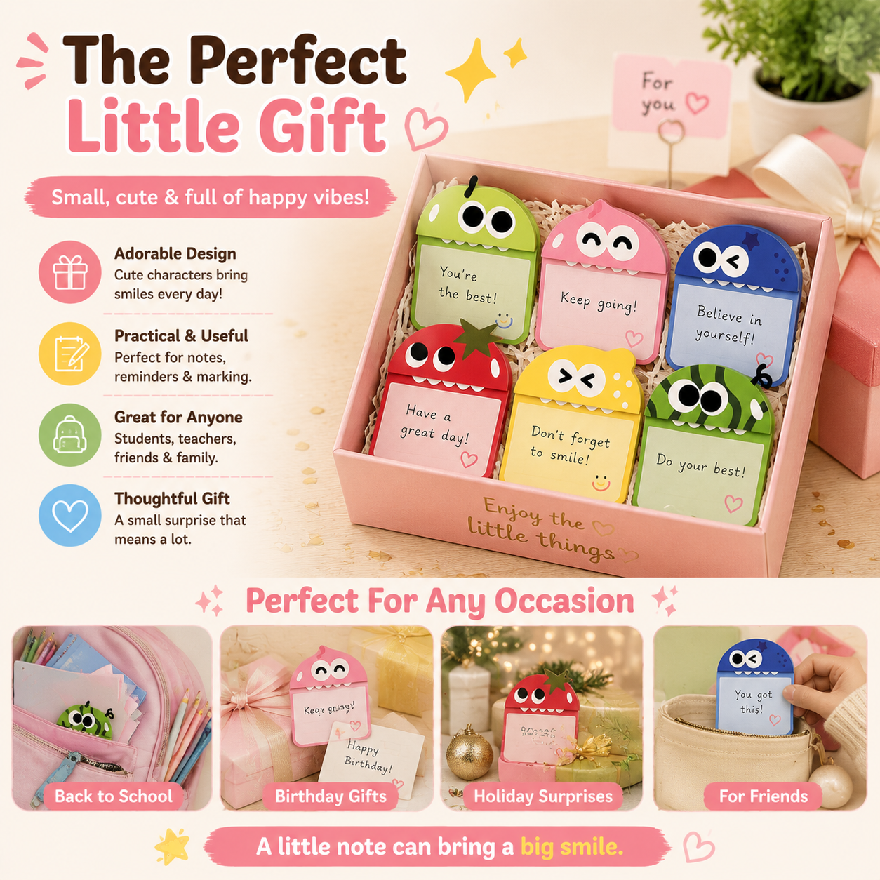 🌈 Cute Character Sticky Notes – Kawaii Memo Pads For Study, Journaling & Planning