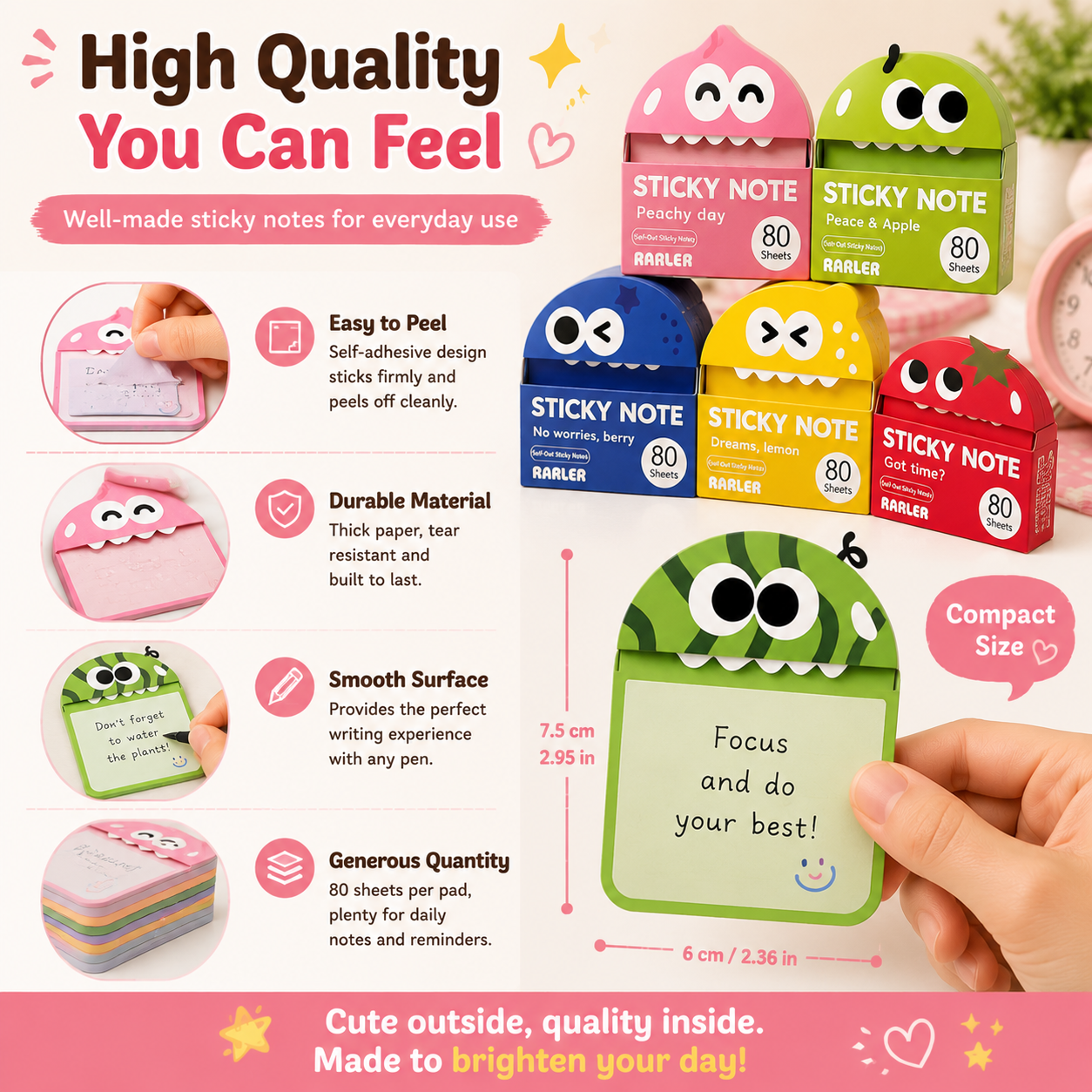 🌈 Cute Character Sticky Notes – Kawaii Memo Pads For Study, Journaling & Planning