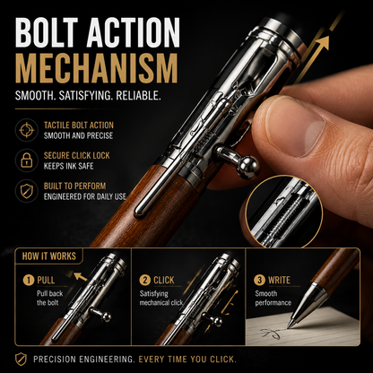 🔥 LAST DAY 50% OFF-Tactical Bolt Action Pen🖊️– Premium Metal Retractable Gel Ink Pen With Gift Box
