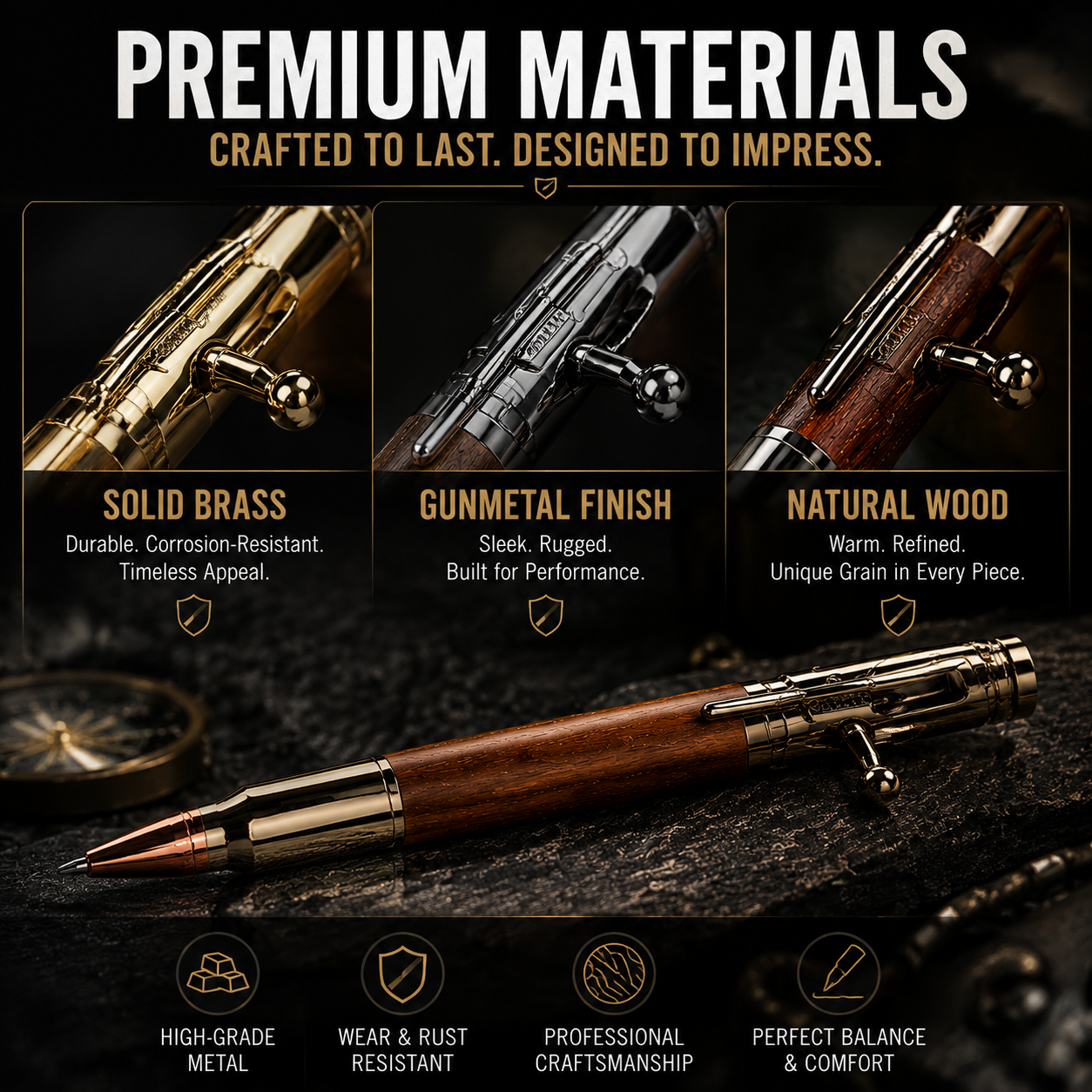 🔥 LAST DAY 50% OFF-Tactical Bolt Action Pen🖊️– Premium Metal Retractable Gel Ink Pen With Gift Box