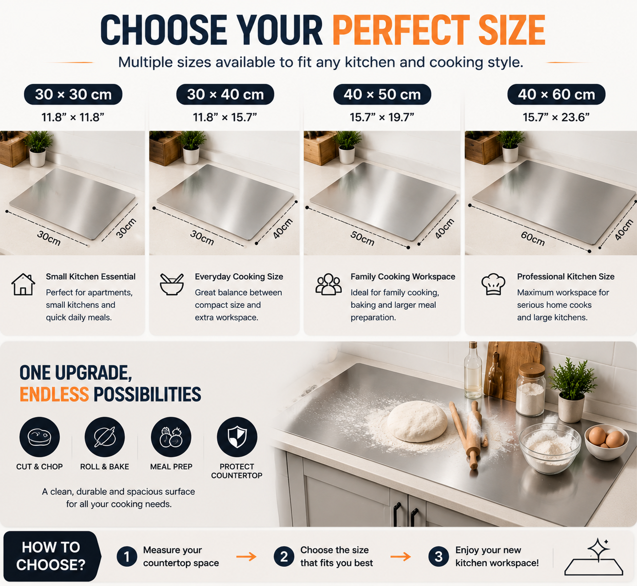 🔥 LAST DAY 50% OFF-🔪 Extra Large Stainless Steel Kitchen Countertop Board – Professional Prep Surface For Cutting, Baking & Cooking