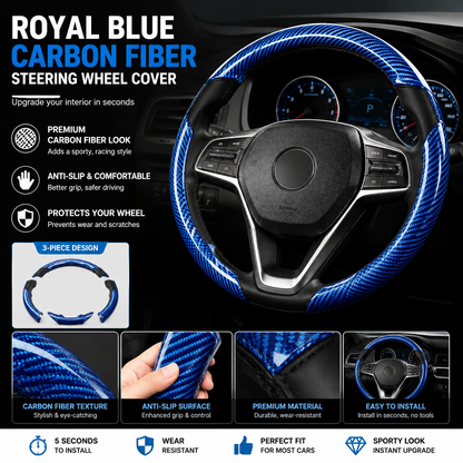 🔥 3-Piece Carbon Fiber Steering Wheel Cover – 15s Racing Style Interior Upgrade & Anti-Slip Grip