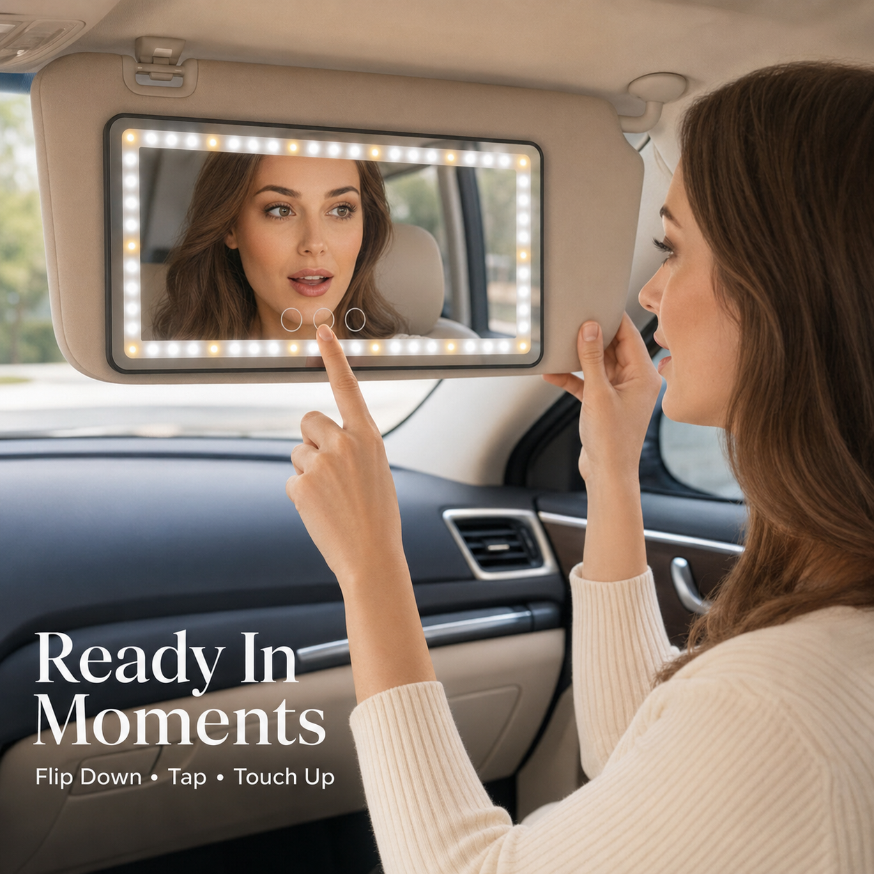 🔥 LAST DAY 50% OFF-✨ LED Car Sun Visor Vanity Mirror – Touch-Control Lighted Makeup Mirror