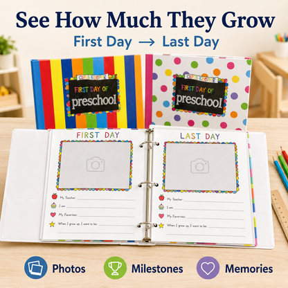 🔥 LAST DAY 50% OFF-🥹 First & Last Day Preschool Memory Book – Kids’ School Keepsake Album