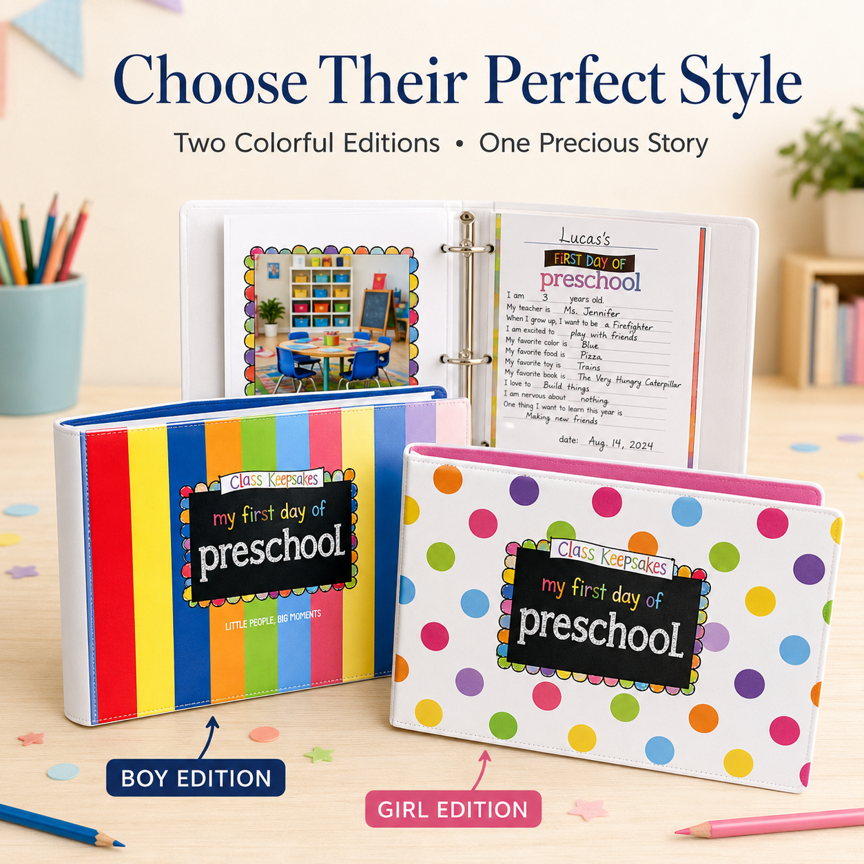 🔥 LAST DAY 50% OFF-🥹 First & Last Day Preschool Memory Book – Kids’ School Keepsake Album