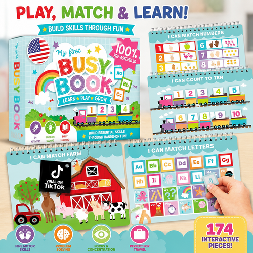 Montessori Busy Activity Book for Toddlers 3-5 | Screen-Free Learning Toy