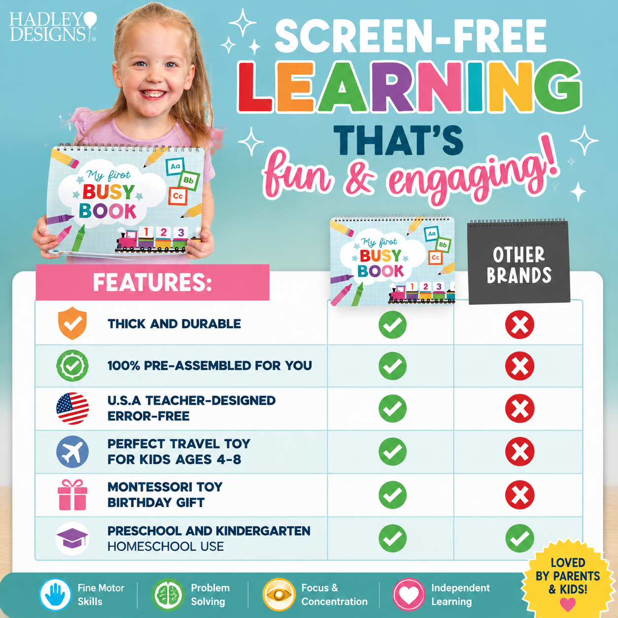 Montessori Busy Activity Book for Toddlers 3-5 | Screen-Free Learning Toy