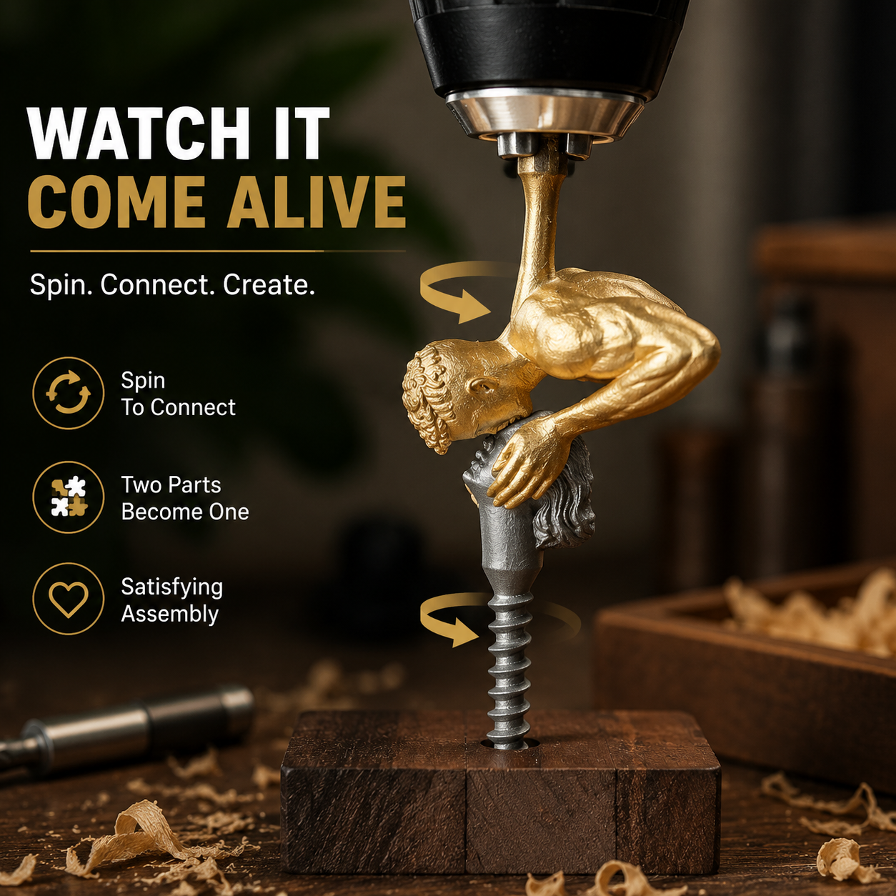Creative Screw Art Kit – DIY Mechanical Sculpture Gift For Makers & Woodworkers