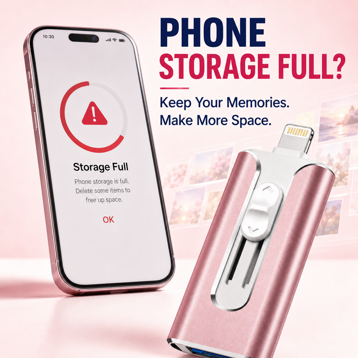 🔥 LAST DAY 50% OFF-💾 4-in-1 Phone Flash Drive – Easy Photo Backup & Extra Storage