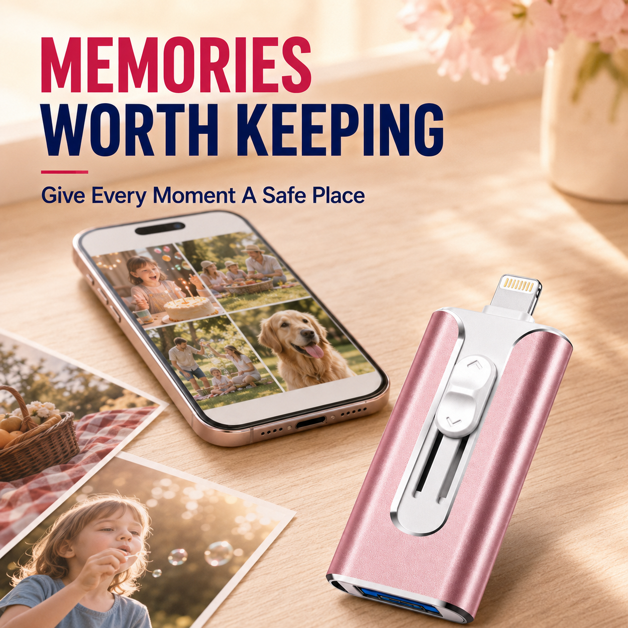 🔥 LAST DAY 50% OFF-💾 4-in-1 Phone Flash Drive – Easy Photo Backup & Extra Storage