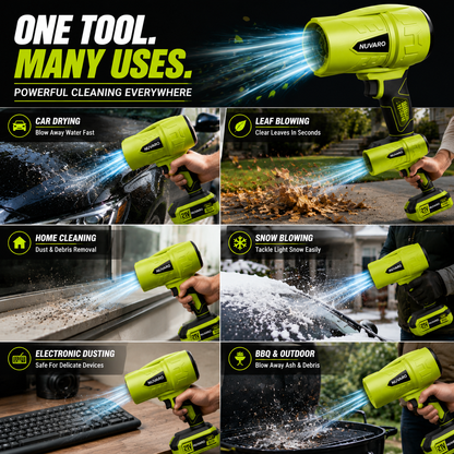 ⚡ NUVARO Turbo Jet Blower – Powerful Cordless Air Duster with 1000G High Thrust, 21V Battery, Leaf Blower & Car Dryer Tool