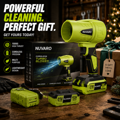 ⚡ NUVARO Turbo Jet Blower – Powerful Cordless Air Duster with 1000G High Thrust, 21V Battery, Leaf Blower & Car Dryer Tool