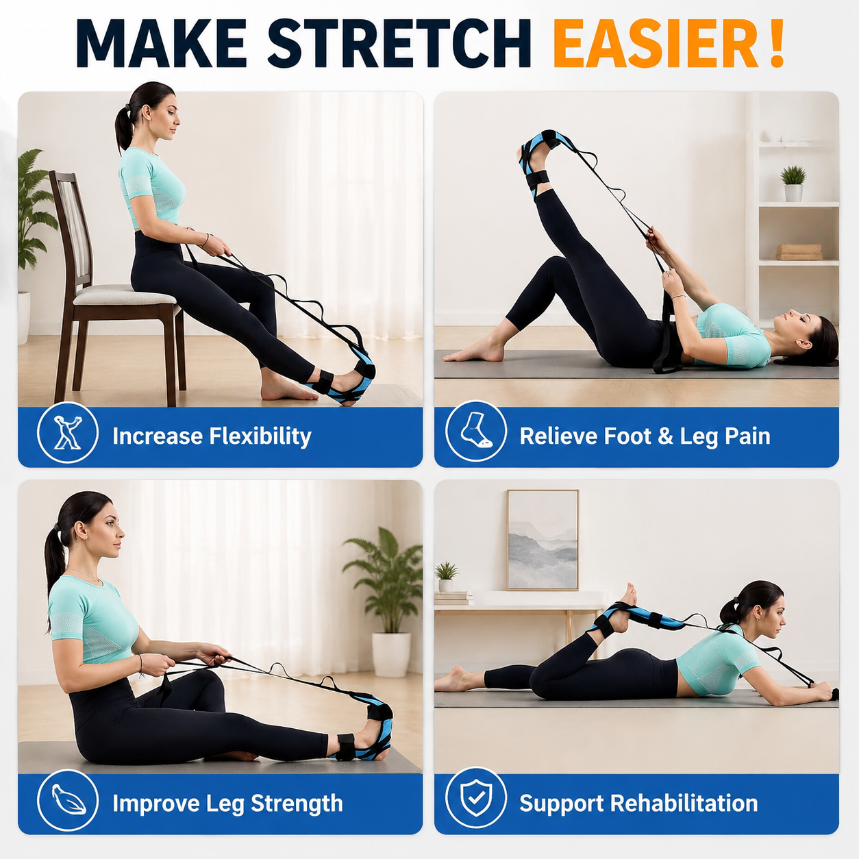 🦶 3-in-1 Foot & Calf Stretching Kit for Daily Mobility