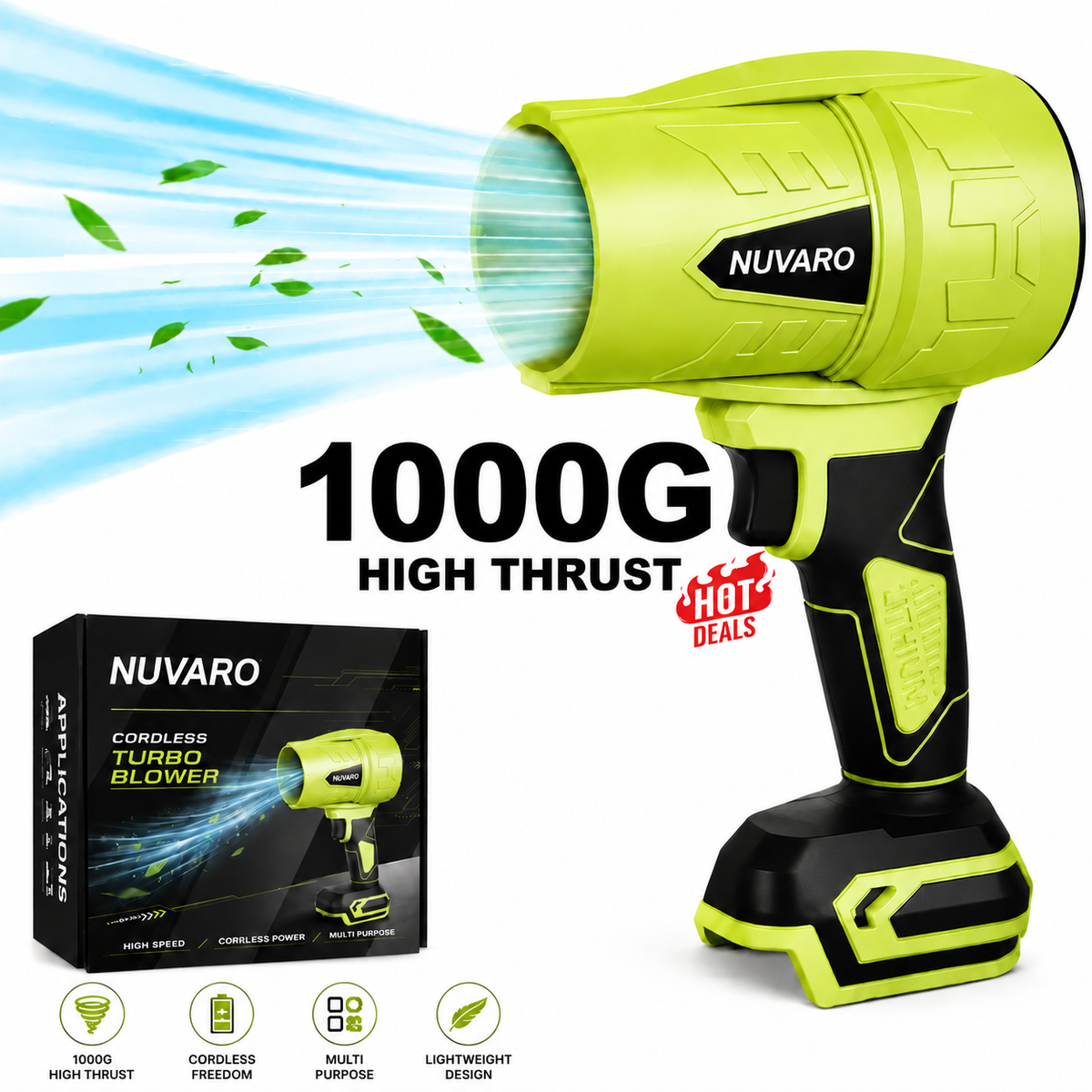 ⚡ NUVARO Turbo Jet Blower – 1000G Cordless Air Duster