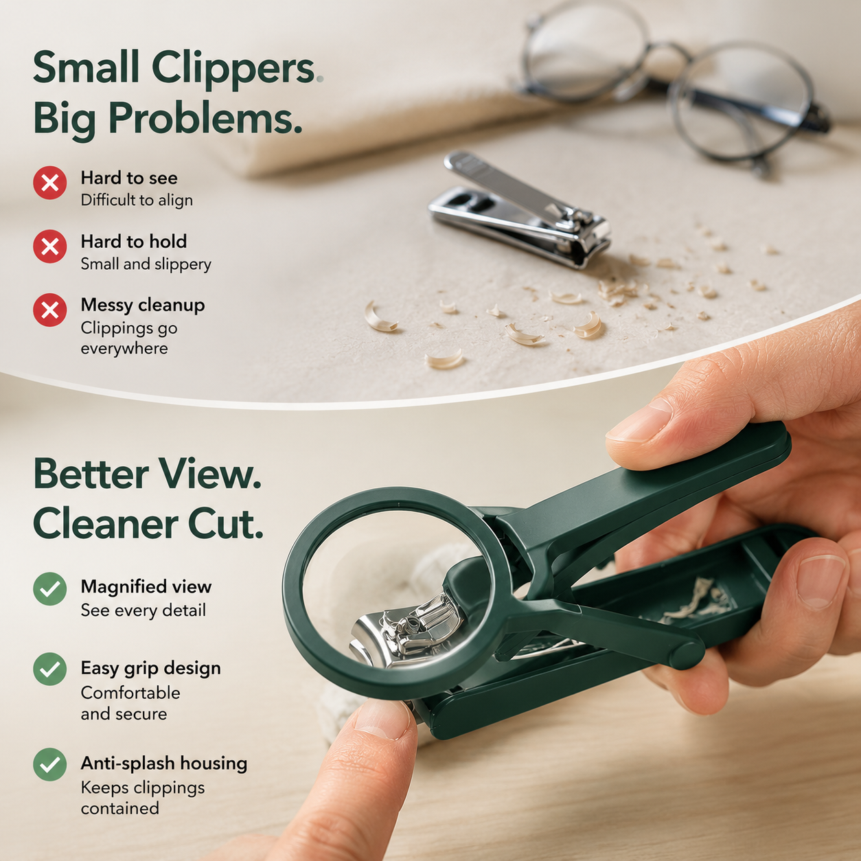 🔍 Magnifying Nail Clipper ✂️ -Easy Grip Stainless Steel Nail Cutter for Clearer, Safer Trimming