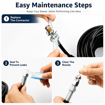 Stainless Steel Sewer Jetter Nozzle – High-Pressure Drain Cleaning Tool for Pressure Washers with 1/4" Quick Connector