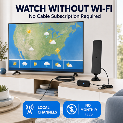 📺 Amplified Indoor HDTV Antenna – Watch Local Channels With No Monthly Fees