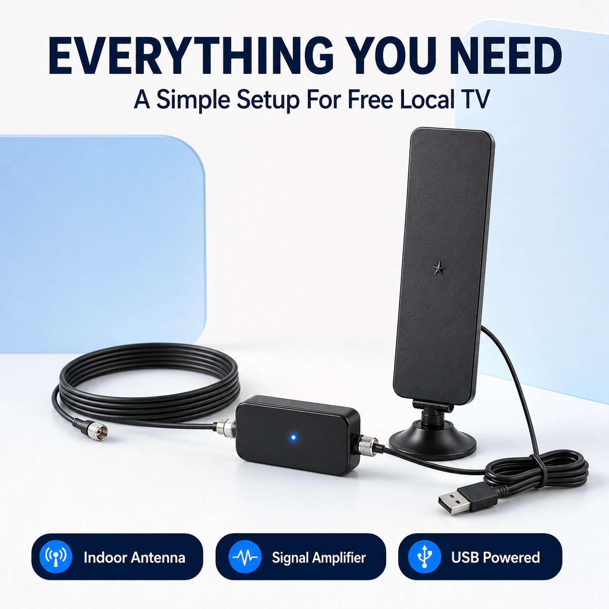 📺 Amplified Indoor HDTV Antenna – Watch Local Channels With No Monthly Fees