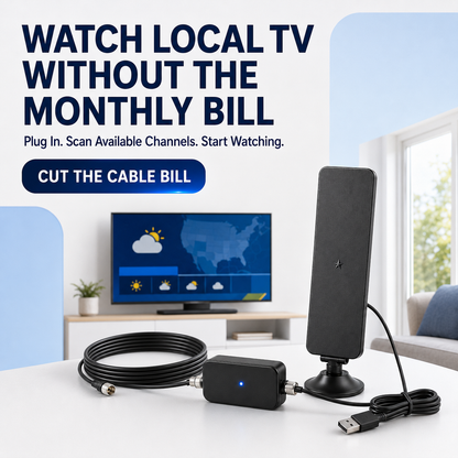 📺 Amplified Indoor HDTV Antenna – Watch Local Channels With No Monthly Fees