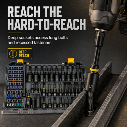 🧰 80-Piece Magnetic Nut Driver Set – SAE & Metric Impact Socket Kit