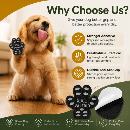 🐾 Anti-Slip Dog Paw Grip Pads – 6Sets 24Pcs Self-Adhesive Traction Protectors