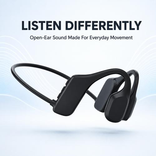 🎧 Open-Ear Bone Conduction Headphones – Lightweight, IPX5 & 6-Hour Playtime