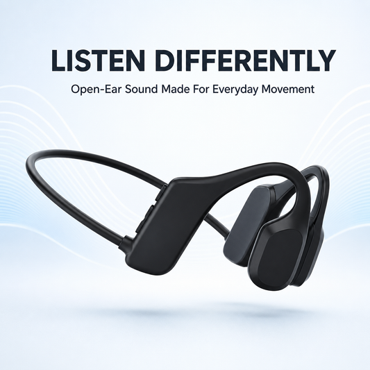 🎧 Open-Ear Bone Conduction Headphones – Lightweight, IPX5 & 6-Hour Playtime