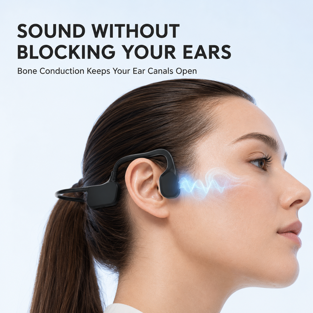 🎧 Open-Ear Bone Conduction Headphones – Lightweight, IPX5 & 6-Hour Playtime